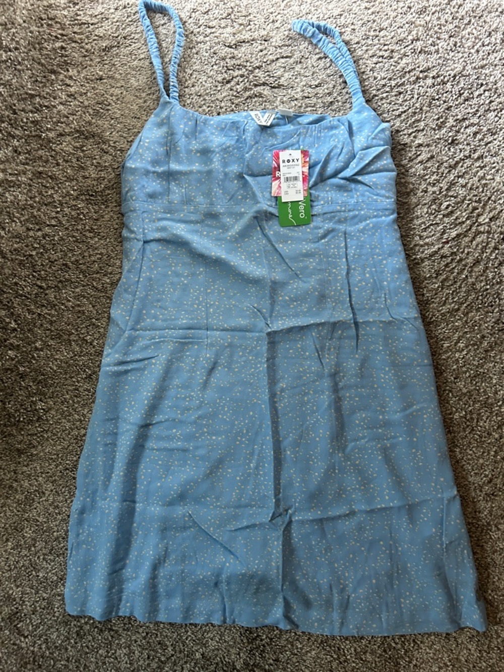 Roxy Sky Blue Sundress with Gold Speckle